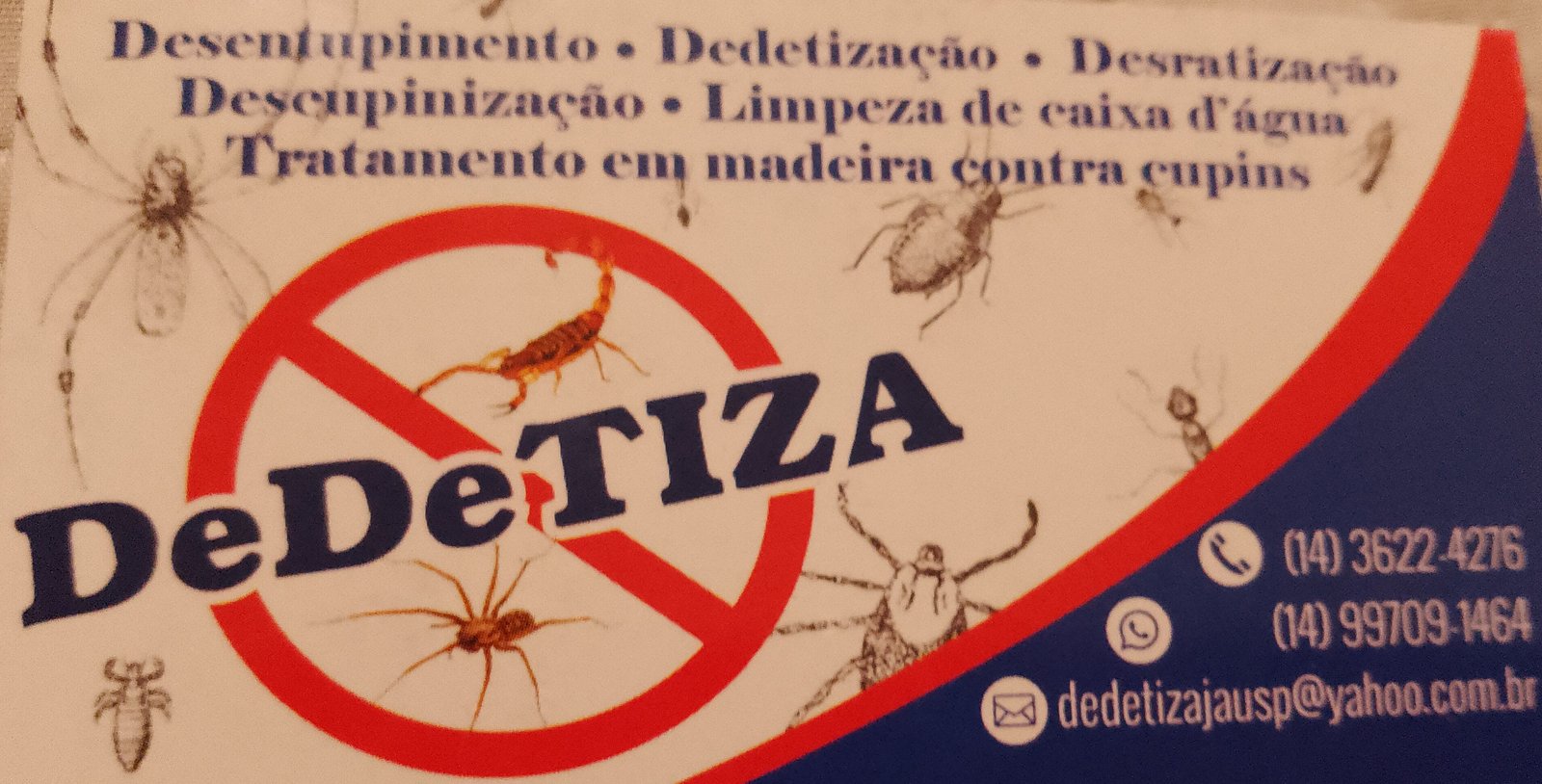 Dedetizadora Dedetiza - Dedetização em Geral em Dois Córregos-SP - Área 17 - Seu guia de empresas em São José do Rio Preto e região.