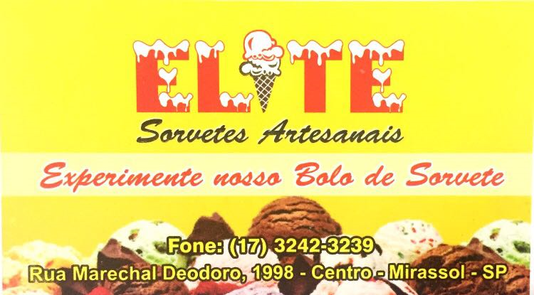 Sorveteria Elite Mirassol - Área 17 - Seu guia de empresas em São José do Rio Preto e região.