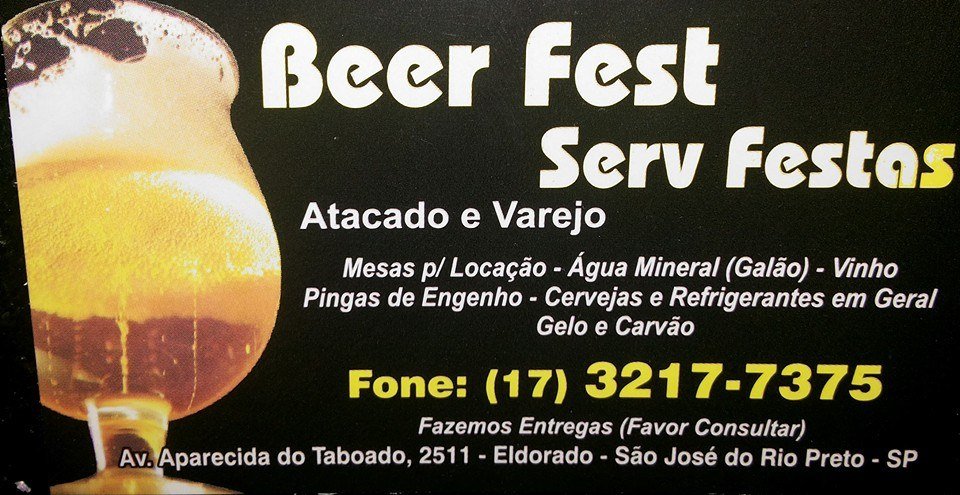 Beer Fest Serv Festas - Área 17 - Seu guia de empresas em São José do Rio Preto e região.