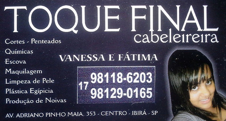 Toque Final Cabeleireira Ibirá - Área 17 - Seu guia de empresas em São José do Rio Preto e região.