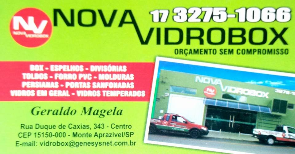 Nova Vidrobox Vidraçaria Forro de PVC Monte Aprazível - Área 17 - Seu guia de empresas em São José do Rio Preto e região.