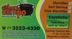 Sabor do Campo Restaurante - Área 17 - Seu guia de empresas em São José do Rio Preto e região.