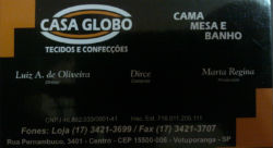 Casa Globo Tecidos e Confecções - Área 17 - Seu guia de empresas em São José do Rio Preto e região.