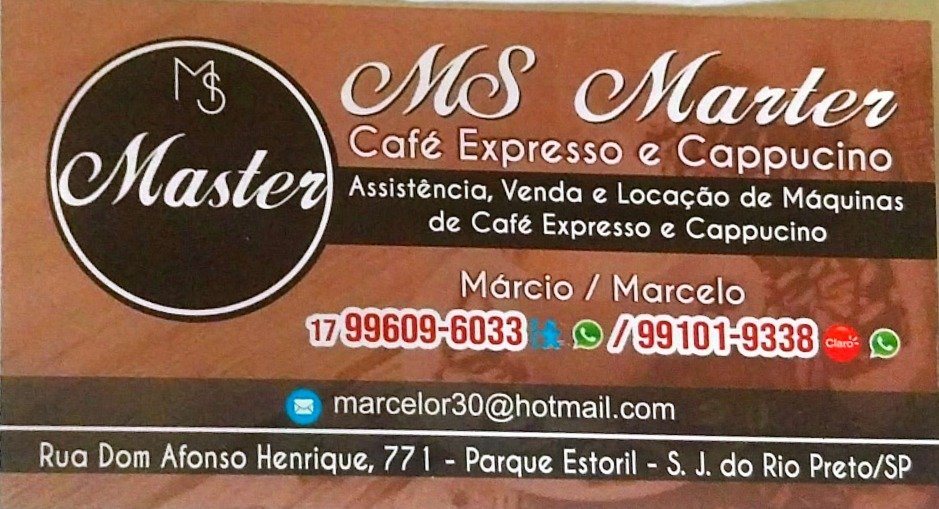 MS Master Café - Aluguel e Manutenção de máquina de café - São José Do Rio Preto SP - Área 17 - Seu guia de empresas em São José do Rio Preto e região.