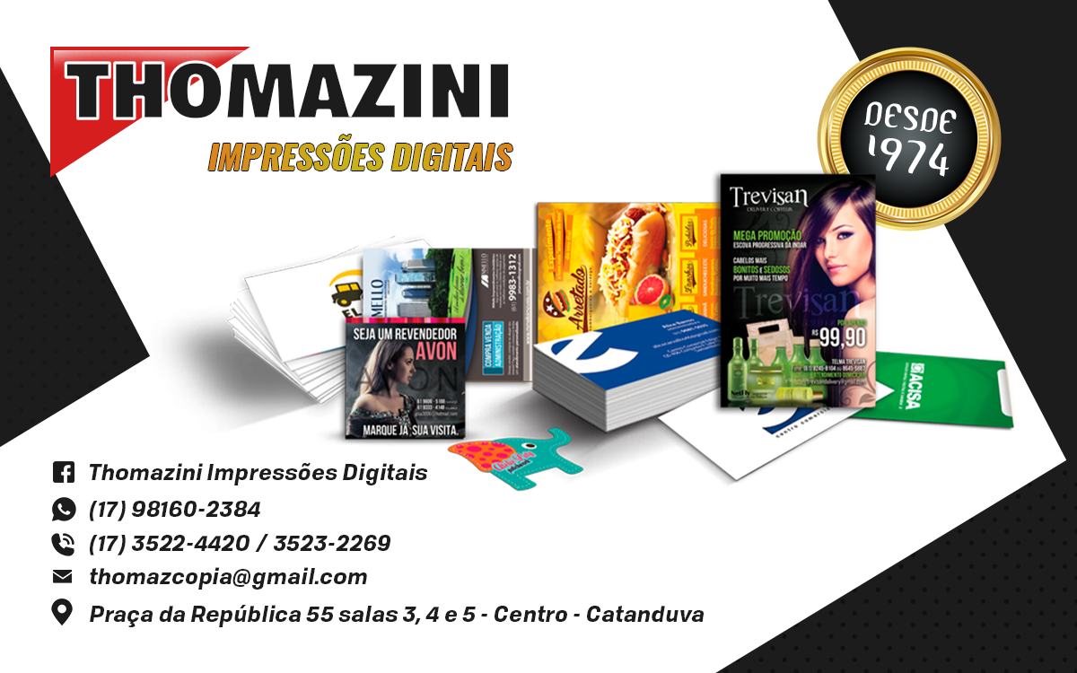Thomazini Impressões Digitais e Gráfica Rápida Cantanduva  - Área 17 - Seu guia de empresas em São José do Rio Preto e região.